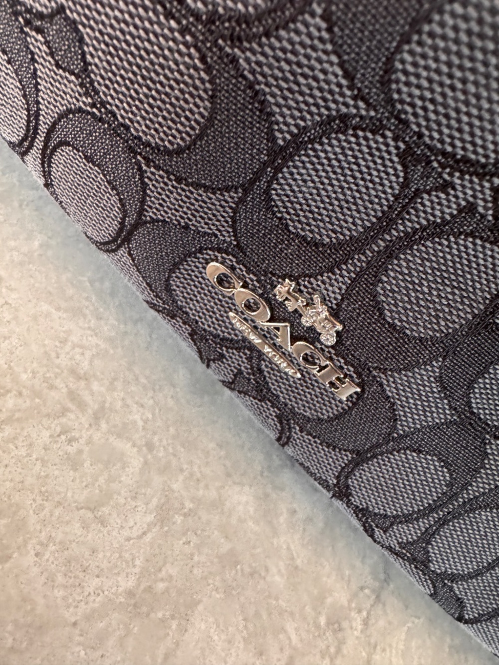 Coach F58284 Black Signature Jacquard Zip Top Shoulder Bag Purse - Picture 6 of 6